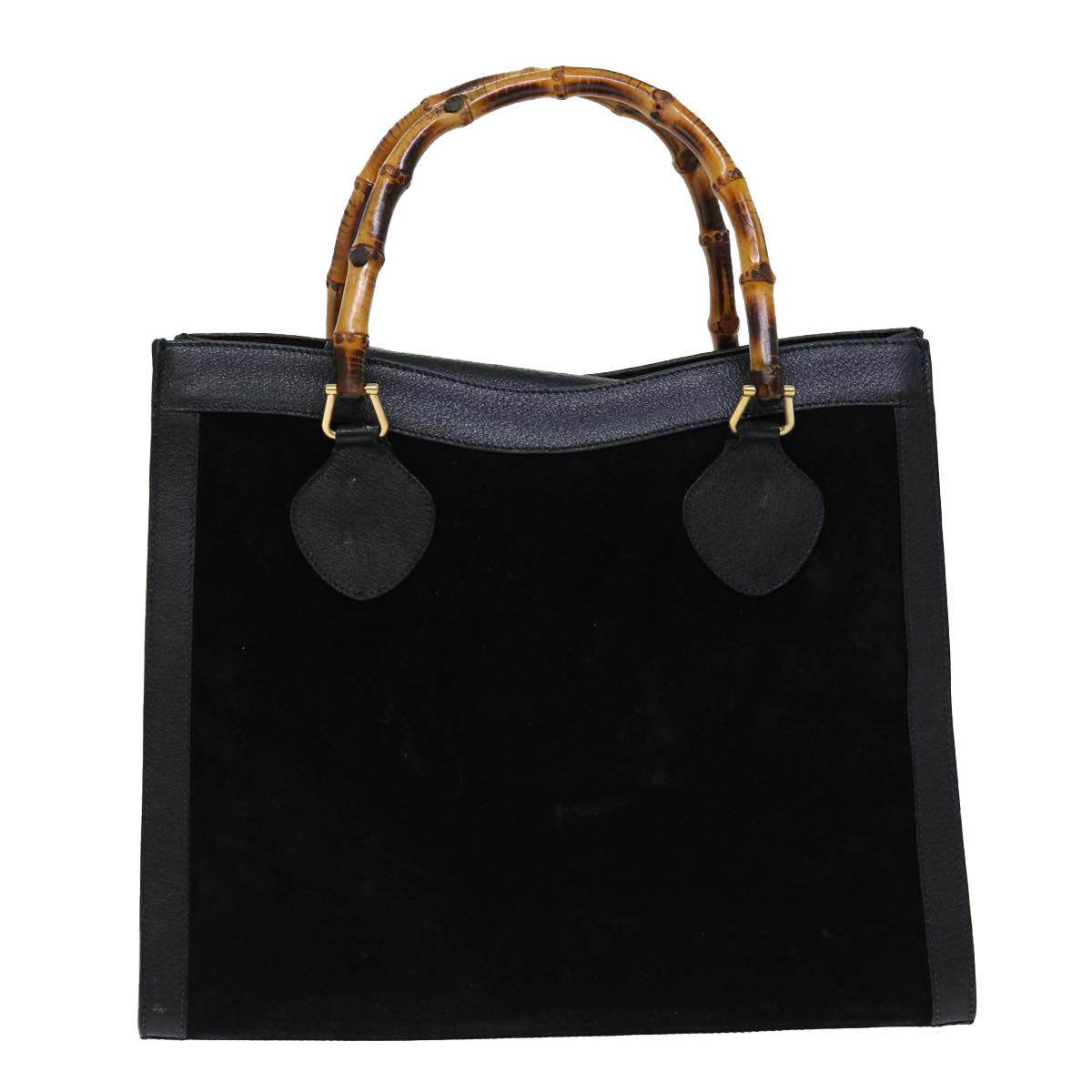 GUCCI Bamboo Tote Bag Suede Black 002 1186 0260 Auth 66947 - 0