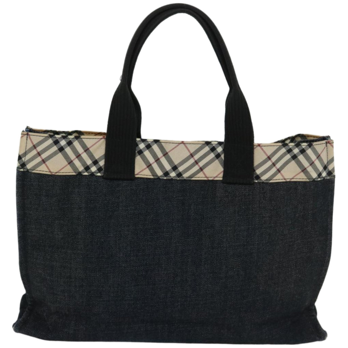 BURBERRY Blue Label Tote Bag Denim Navy Beige Auth 66955