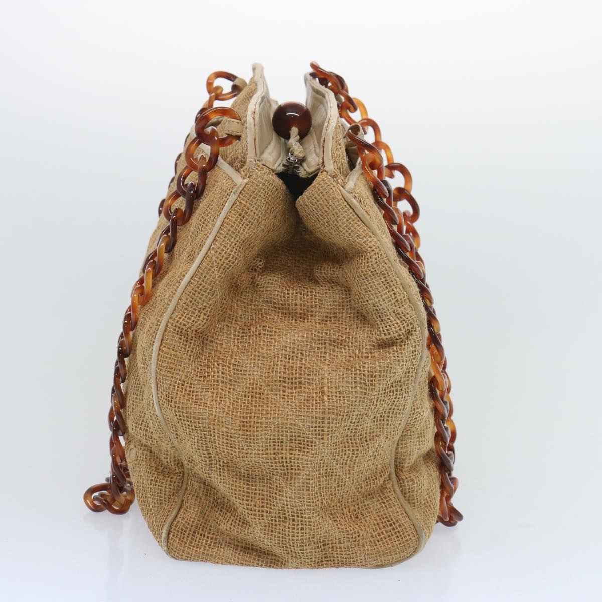 CHANEL Matelasse Tote Bag Straw Brown CC Auth 66963