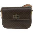 CELINE Macadam Canvas Umhängetasche PVC Leder Braun Auth 67004-13