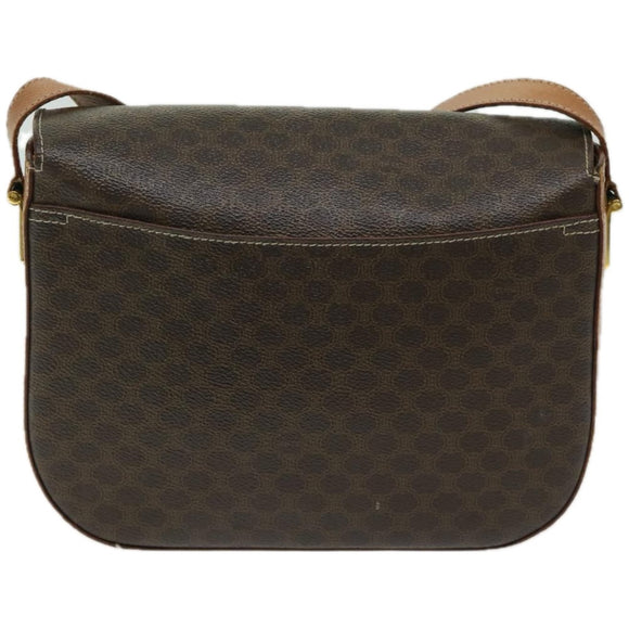CELINE Macadam Canvas Umhängetasche PVC Leder Braun Auth 67004
