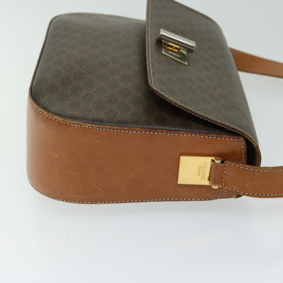 CELINE Macadam Canvas Umhängetasche PVC Leder Braun Auth 67004