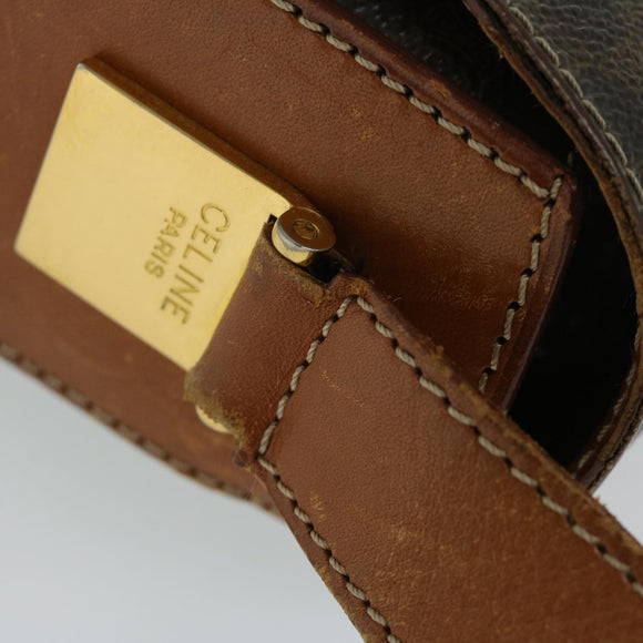 CELINE Macadam Canvas Umhängetasche PVC Leder Braun Auth 67004