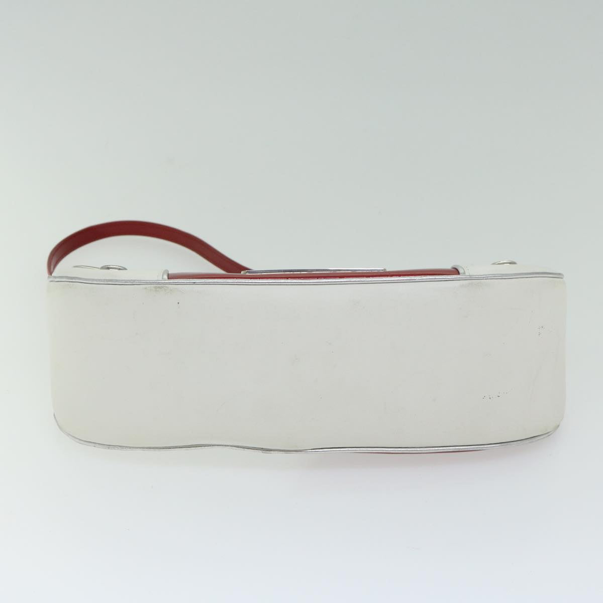 Christian Dior Montaigne Trailer Shoulder Bag Leather White Red Auth 67018