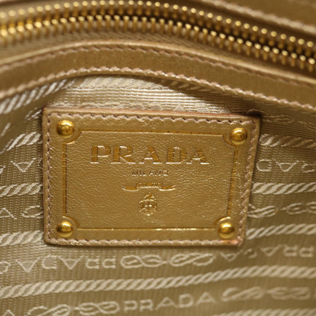 PRADA Clutch Bag Leather Gold Auth 67047