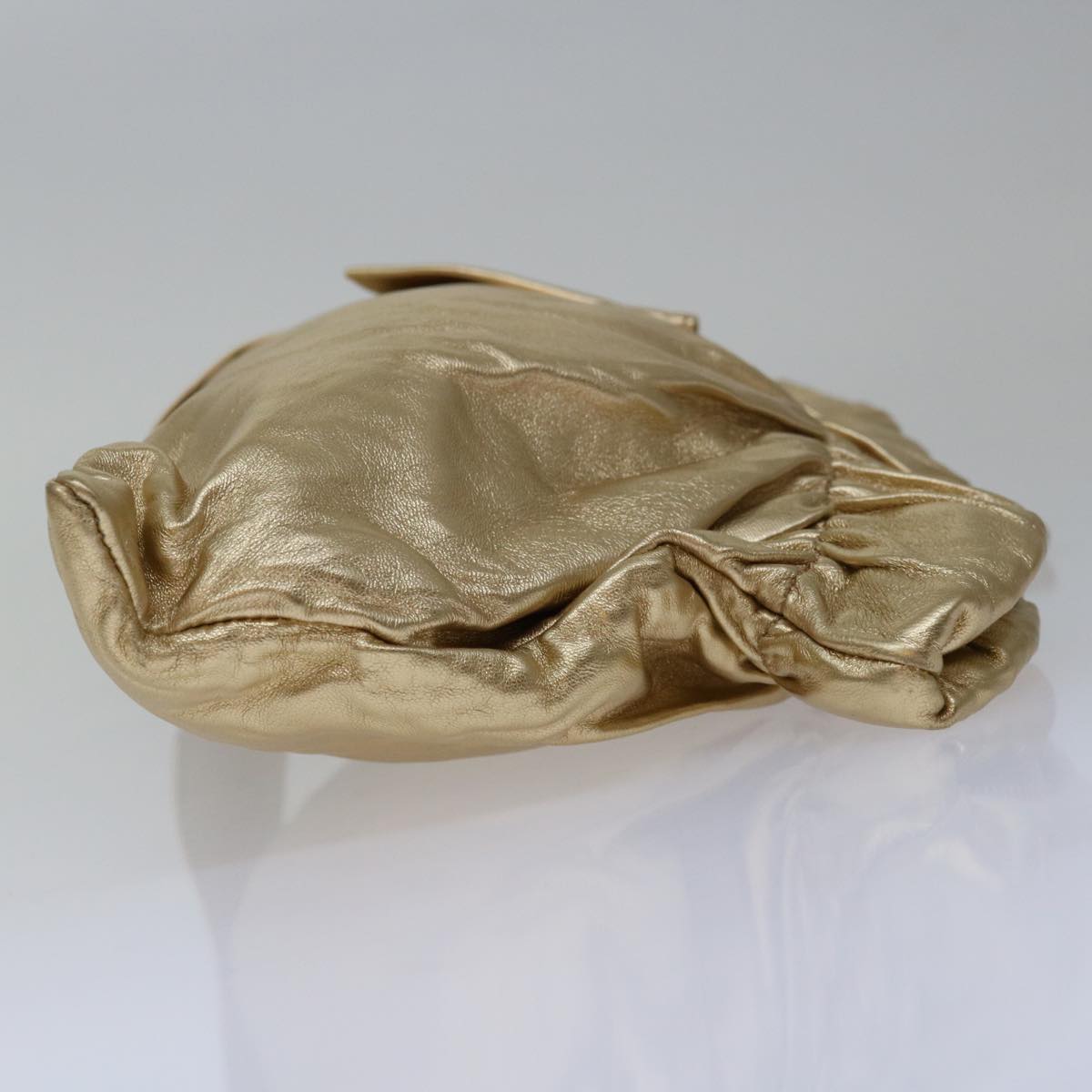 PRADA Clutch Bag Leather Gold Auth 67047