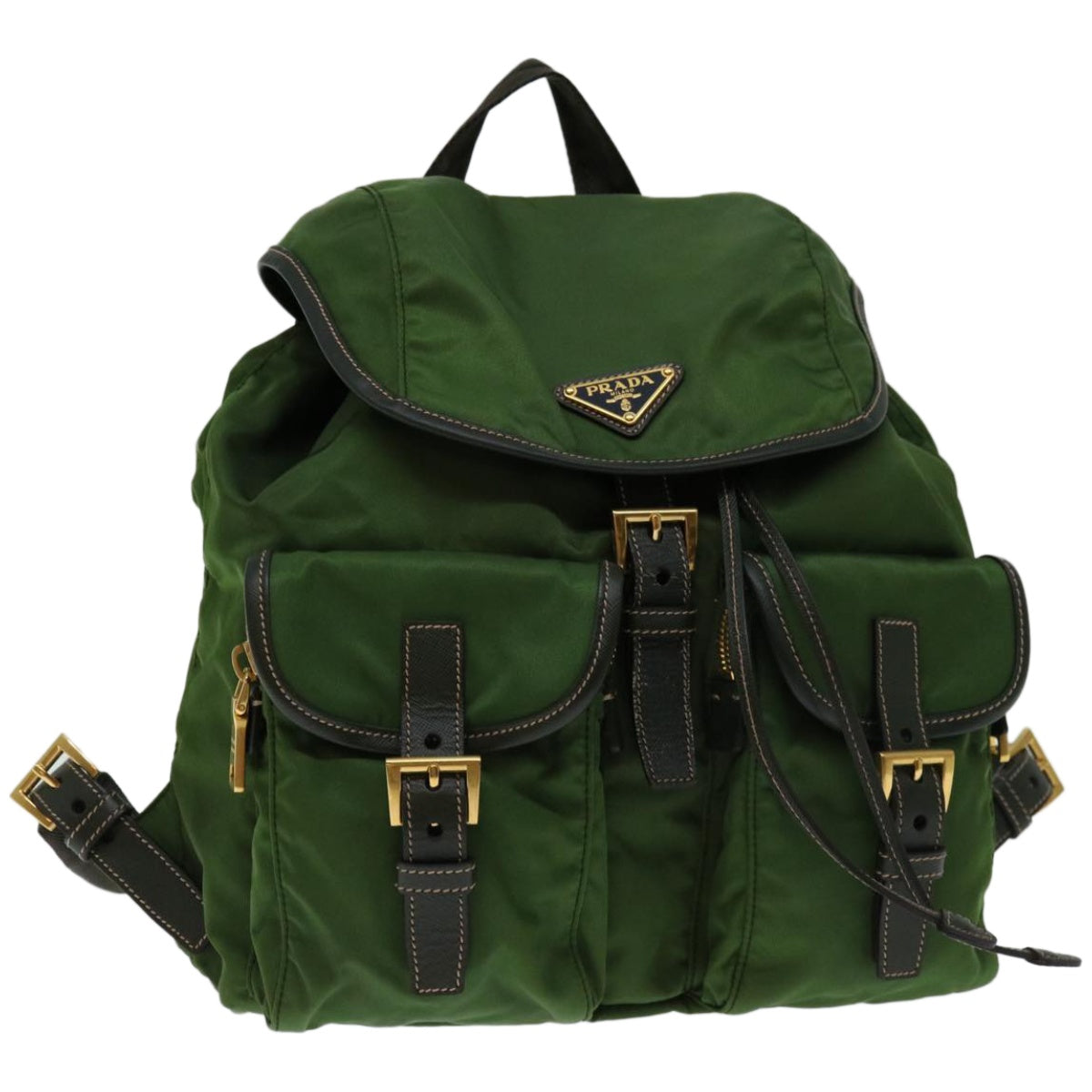PRADA Backpack Nylon Khaki Auth 67049