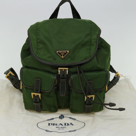 PRADA Backpack Nylon Khaki Auth 67049