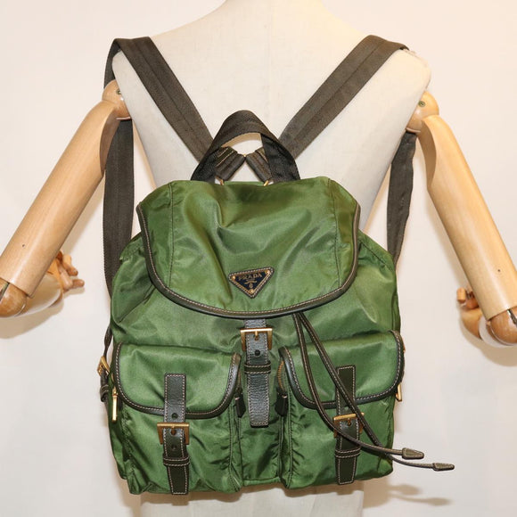 PRADA Backpack Nylon Khaki Auth 67049