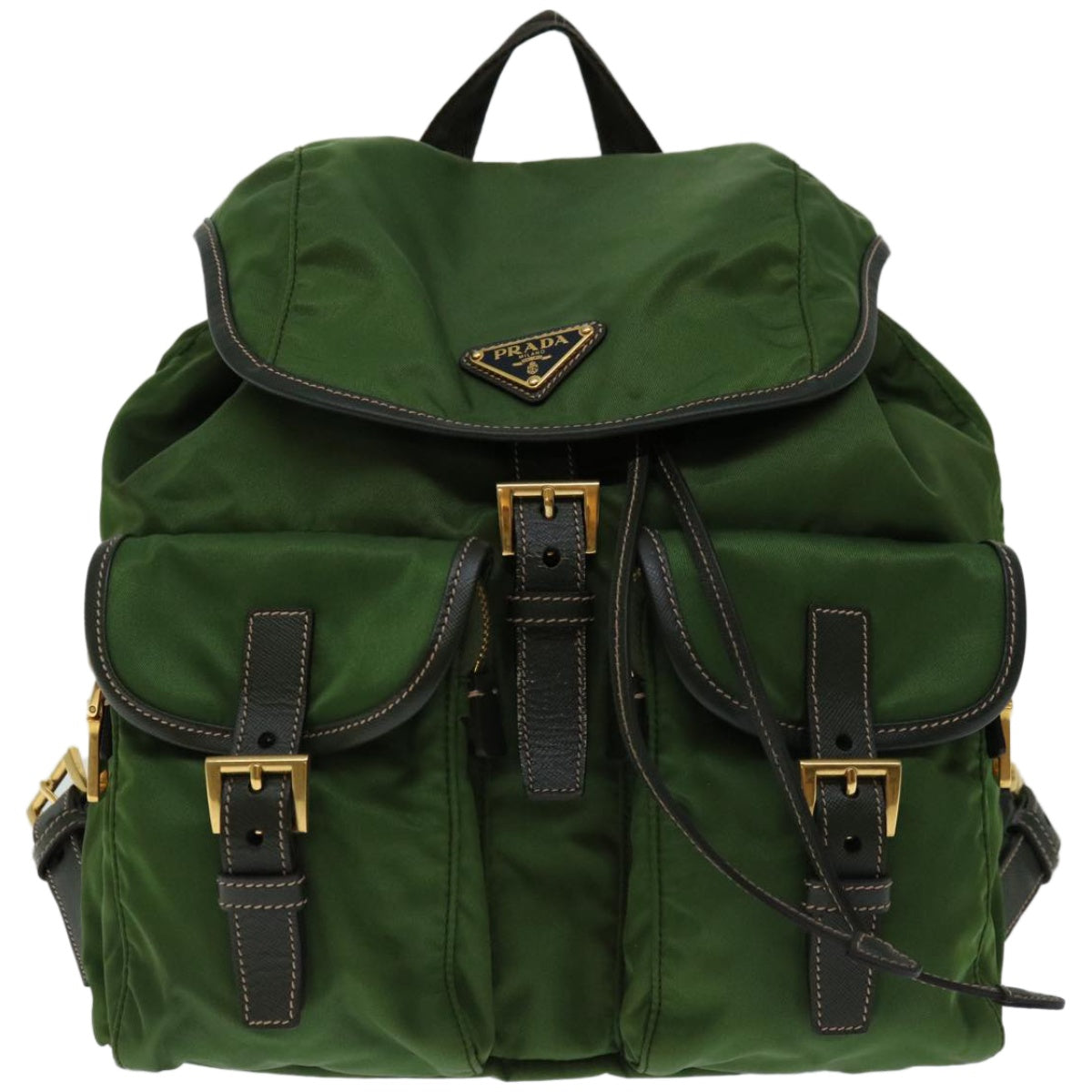 PRADA Backpack Nylon Khaki Auth 67049