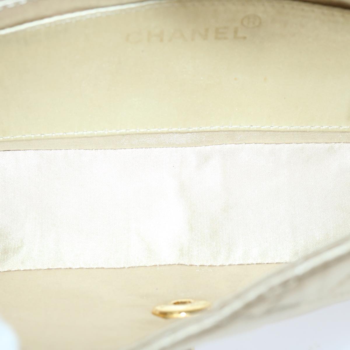 CHANEL Matelasse Chain Shoulder Bag Satin Gold CC Auth 67057A