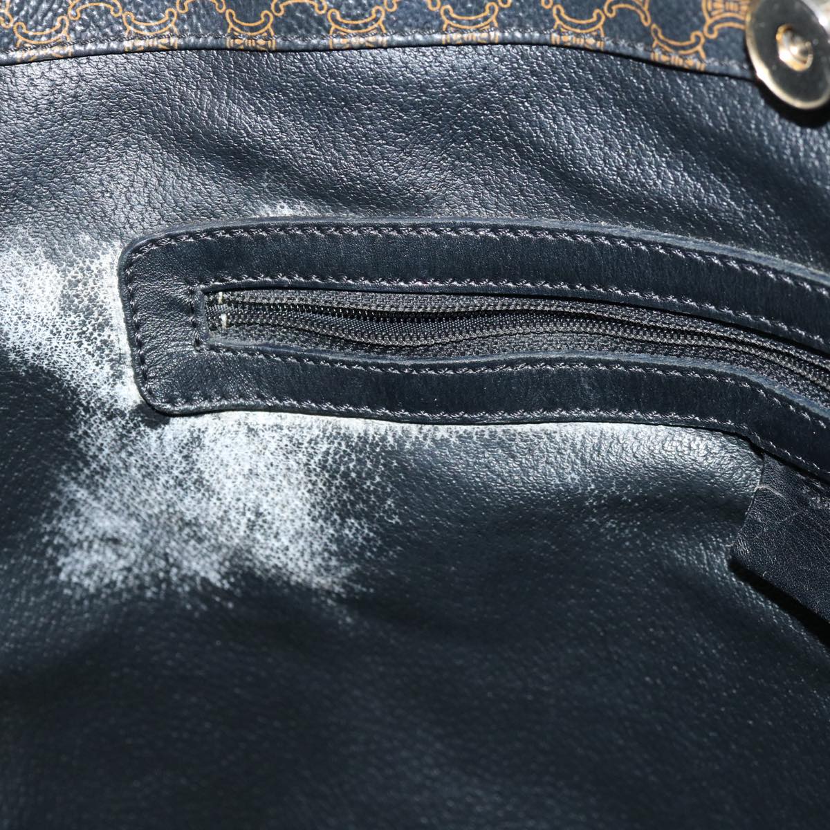 CELINE Macadam Canvas Tote Bag PVC Leather Black Auth 67059
