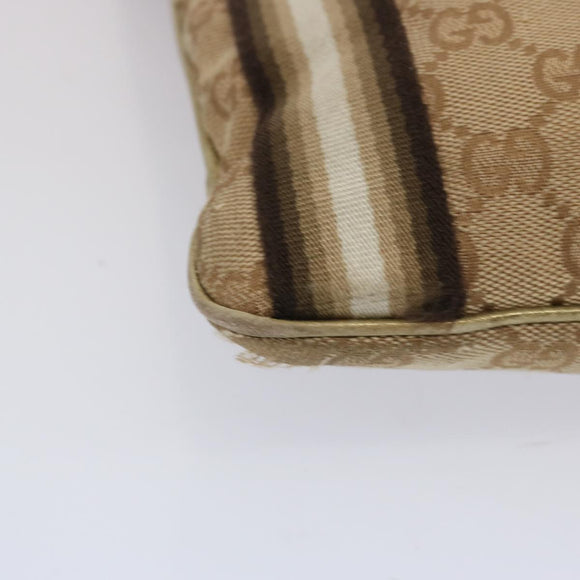 GUCCI GG Canvas Sherry Line Schoudertas Zwart Beige Bruin 144388 Auth 67062