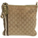 GUCCI GG Canvas Sherry Line Shoulder Bag Black Beige Brown 144388 Auth 67062-13