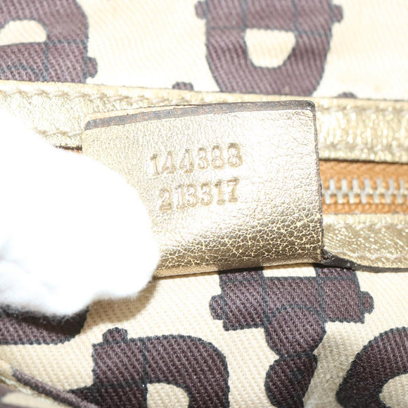 GUCCI GG Canvas Sherry Line Schoudertas Zwart Beige Bruin 144388 Auth 67062