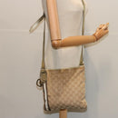 GUCCI GG Canvas Sherry Line Shoulder Bag Black Beige Brown 144388 Auth 67062-21