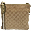GUCCI GG Canvas Sherry Line Shoulder Bag Black Beige Brown 144388 Auth 67062-2