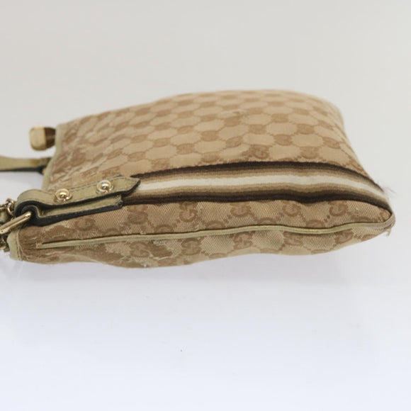 GUCCI GG Canvas Sherry Line Schoudertas Zwart Beige Bruin 144388 Auth 67062