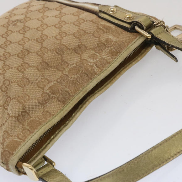 GUCCI GG Canvas Sherry Line Schoudertas Zwart Beige Bruin 144388 Auth 67062