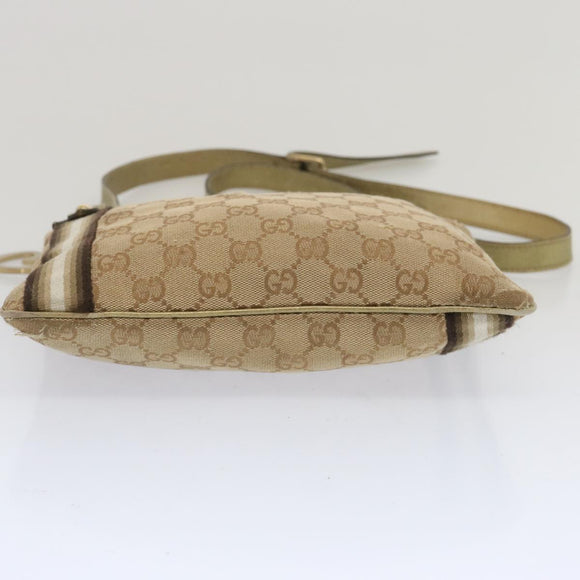 GUCCI GG Canvas Sherry Line Schoudertas Zwart Beige Bruin 144388 Auth 67062