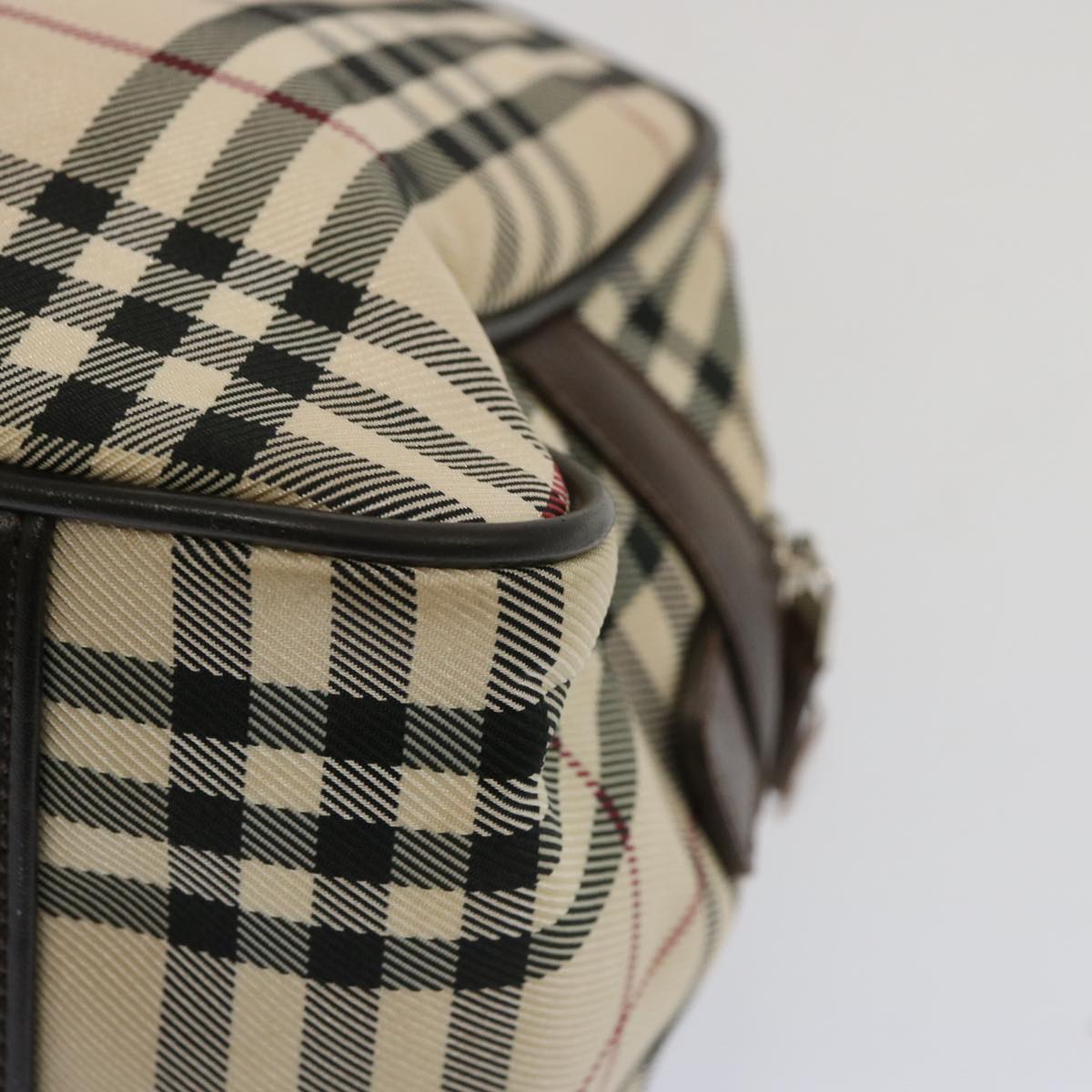 BURBERRY Nova Check Boston Bag Canvas Beige Auth 67063