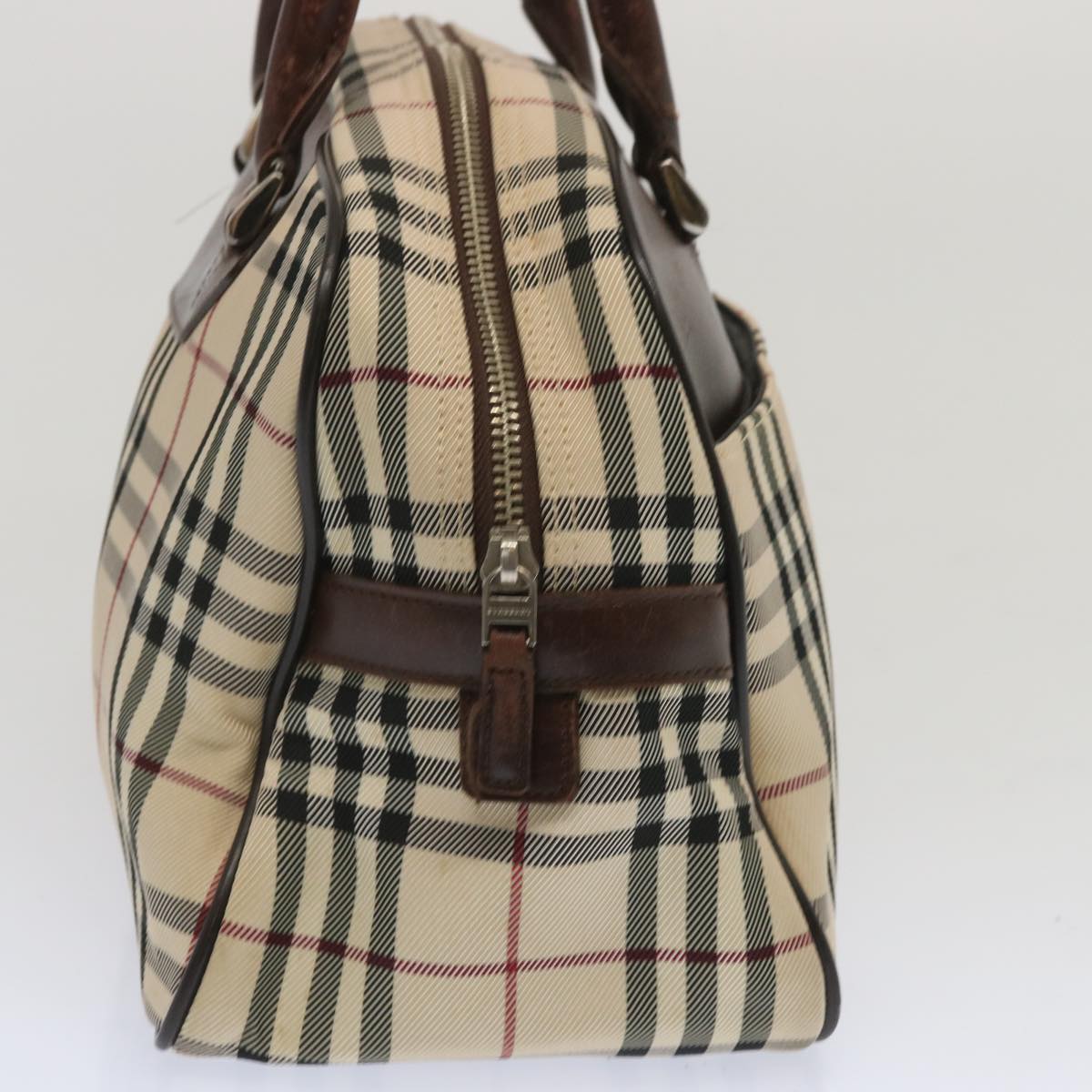 BURBERRY Nova Check Boston Bag Canvas Beige Auth 67063