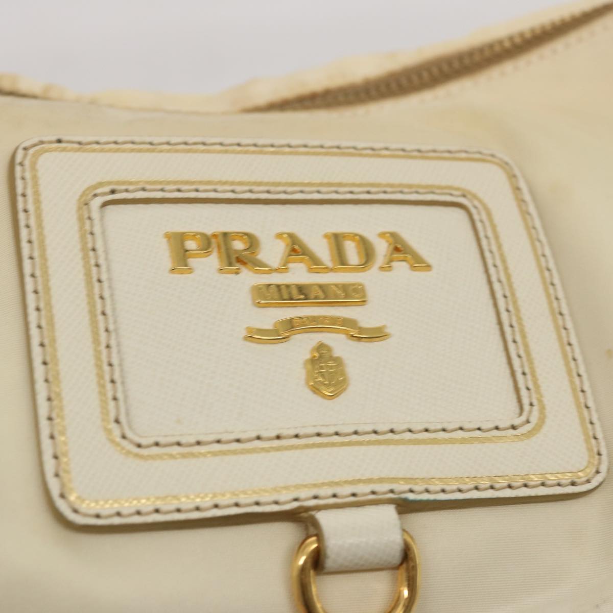 PRADA Hobo Shoulder Bag Nylon White Auth 67064