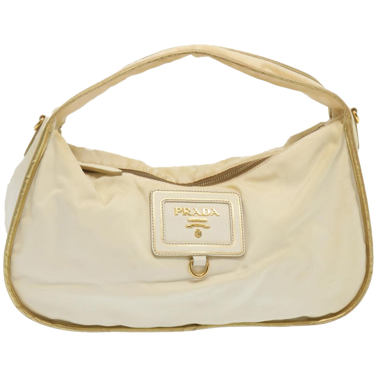 PRADA Hobo Shoulder Bag Nylon White Auth 67064