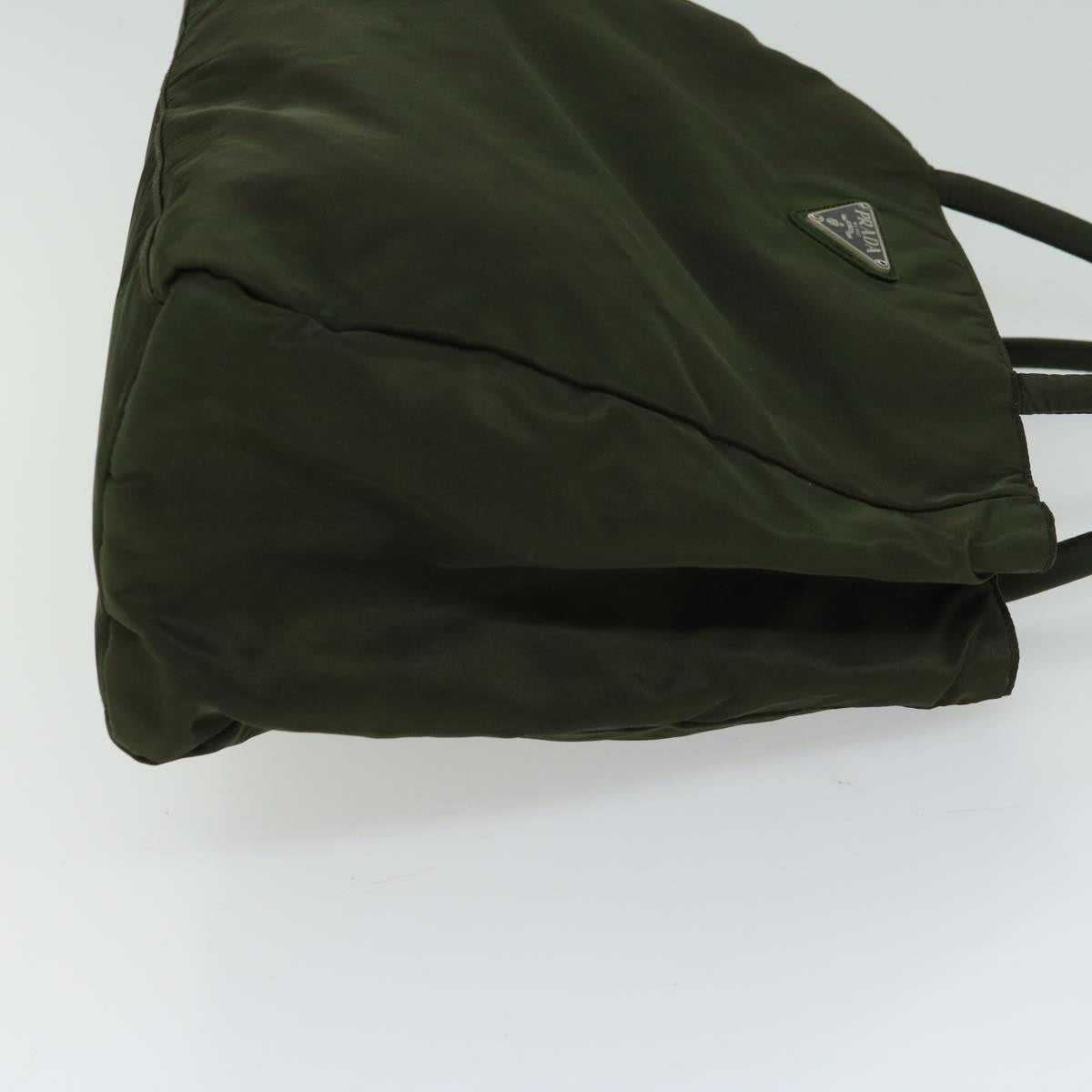 PRADA Hand Bag Nylon Green Auth 67069