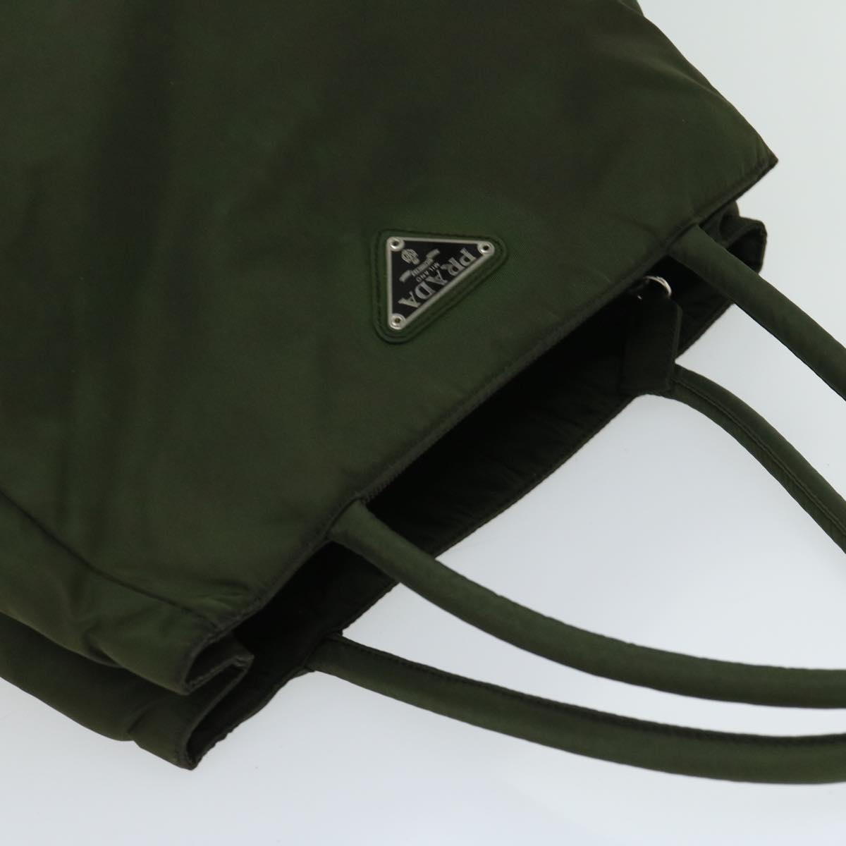 PRADA Hand Bag Nylon Green Auth 67069