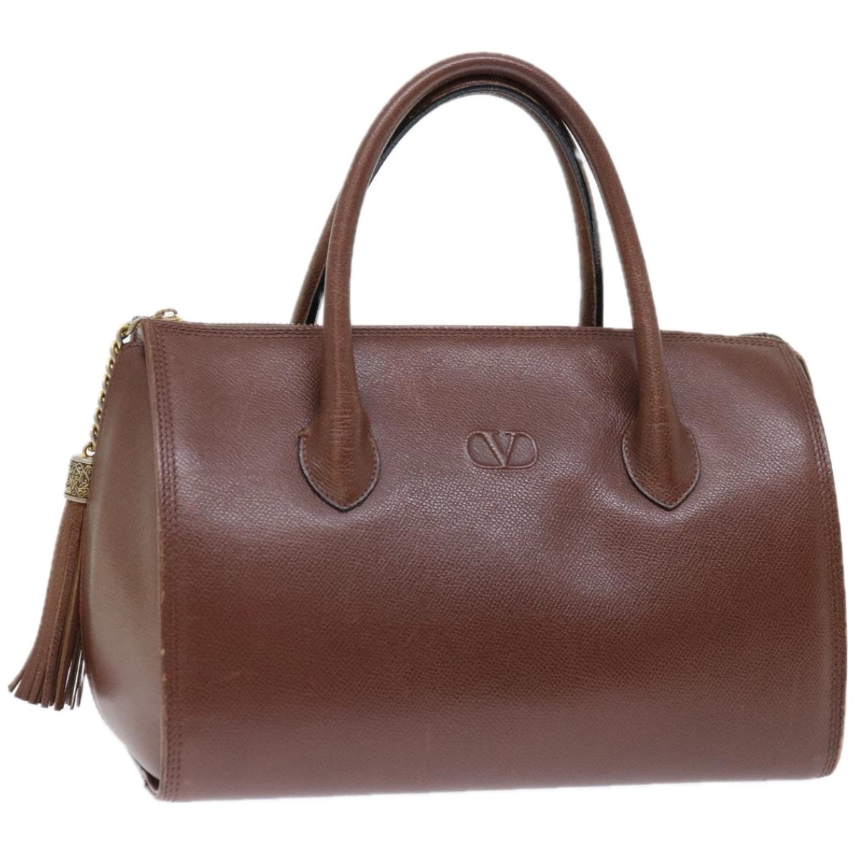 VALENTINO Hand Bag Leather Brown Auth 67071