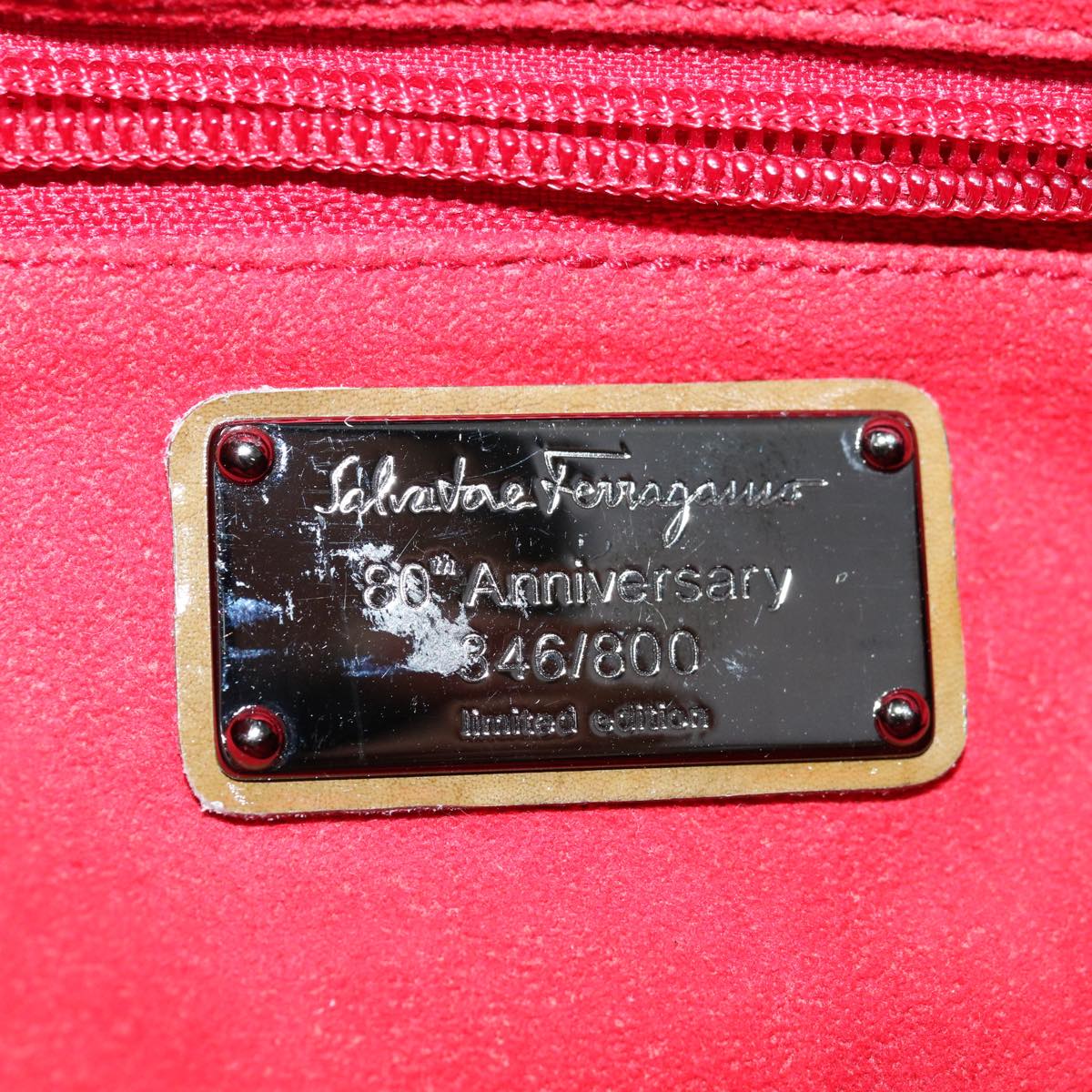 Salvatore Ferragamo Gancini Hand Bag Patent leather Khaki Auth 67073