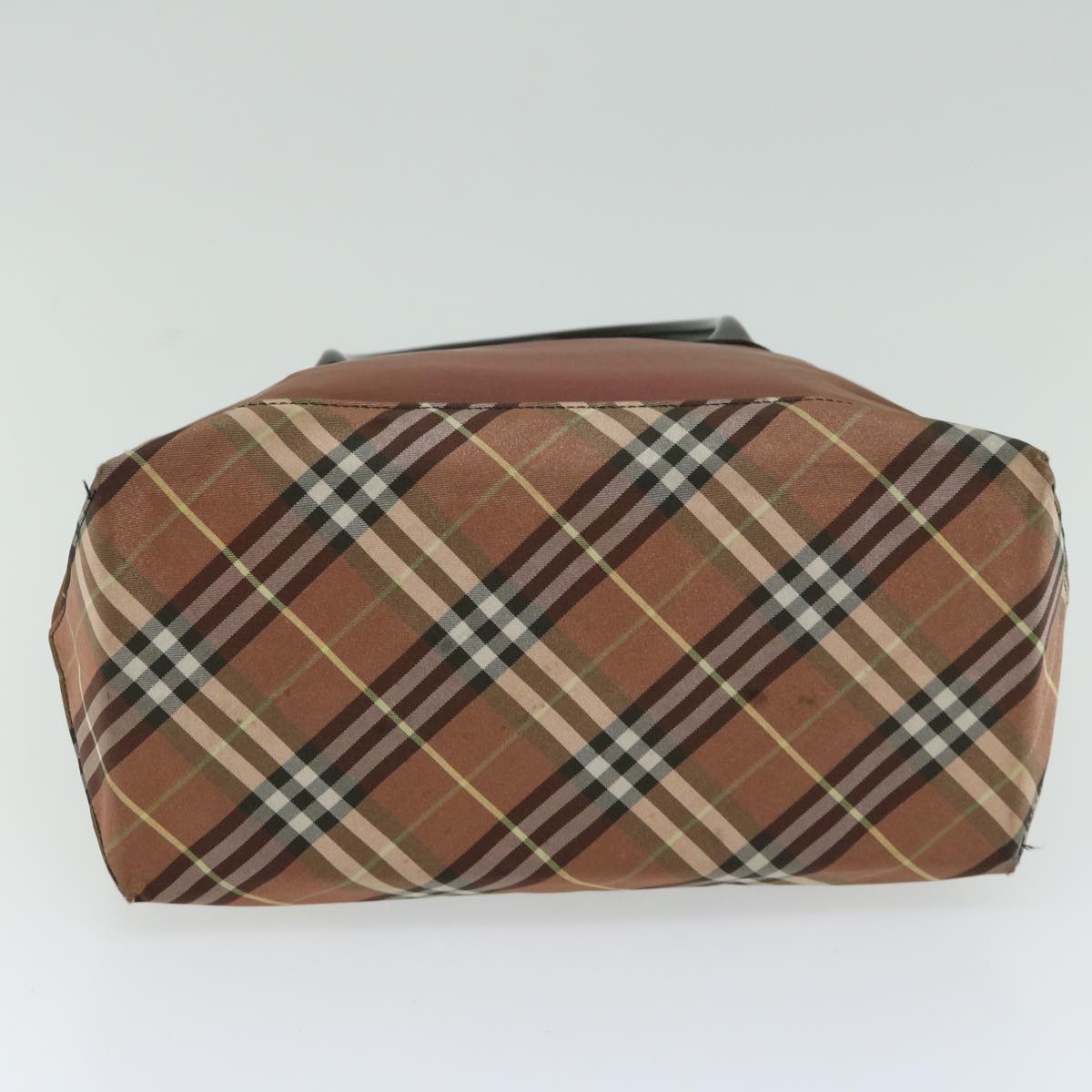 BURBERRY Nova Check Blue Label Hand Bag Nylon Brown Auth 67082