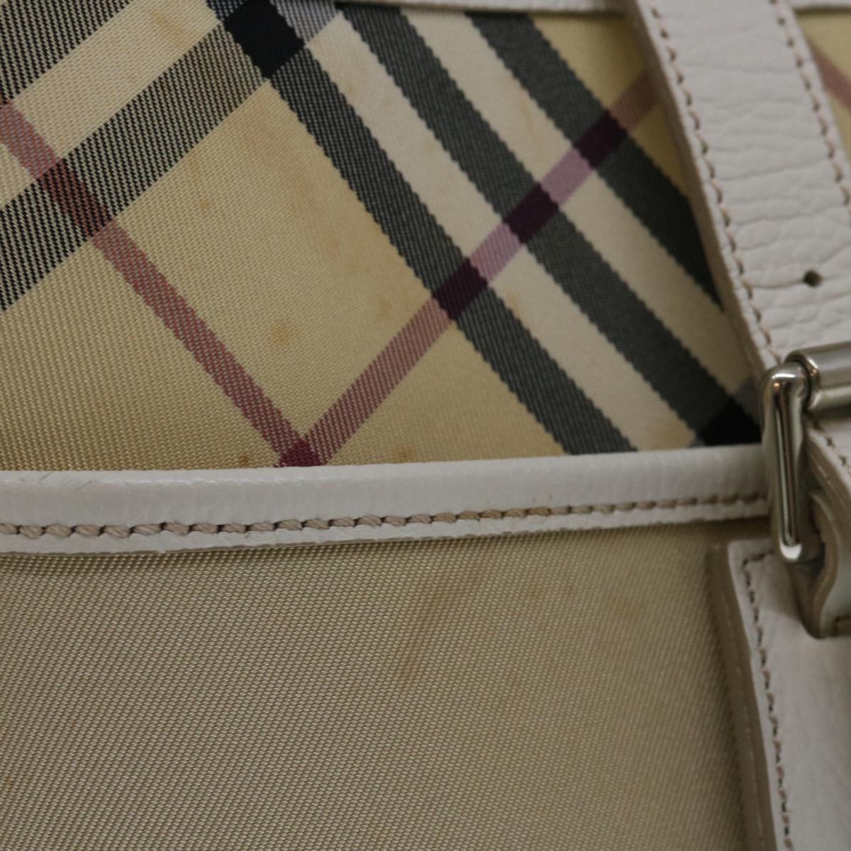 BURBERRY Nova Check Shoulder Bag Canvas Beige Auth 67083