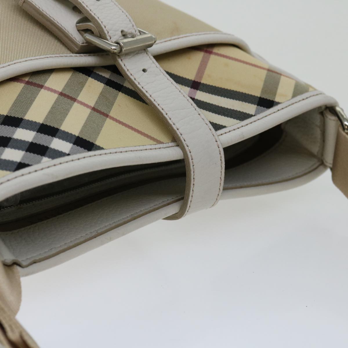 BURBERRY Nova Check Shoulder Bag Canvas Beige Auth 67083