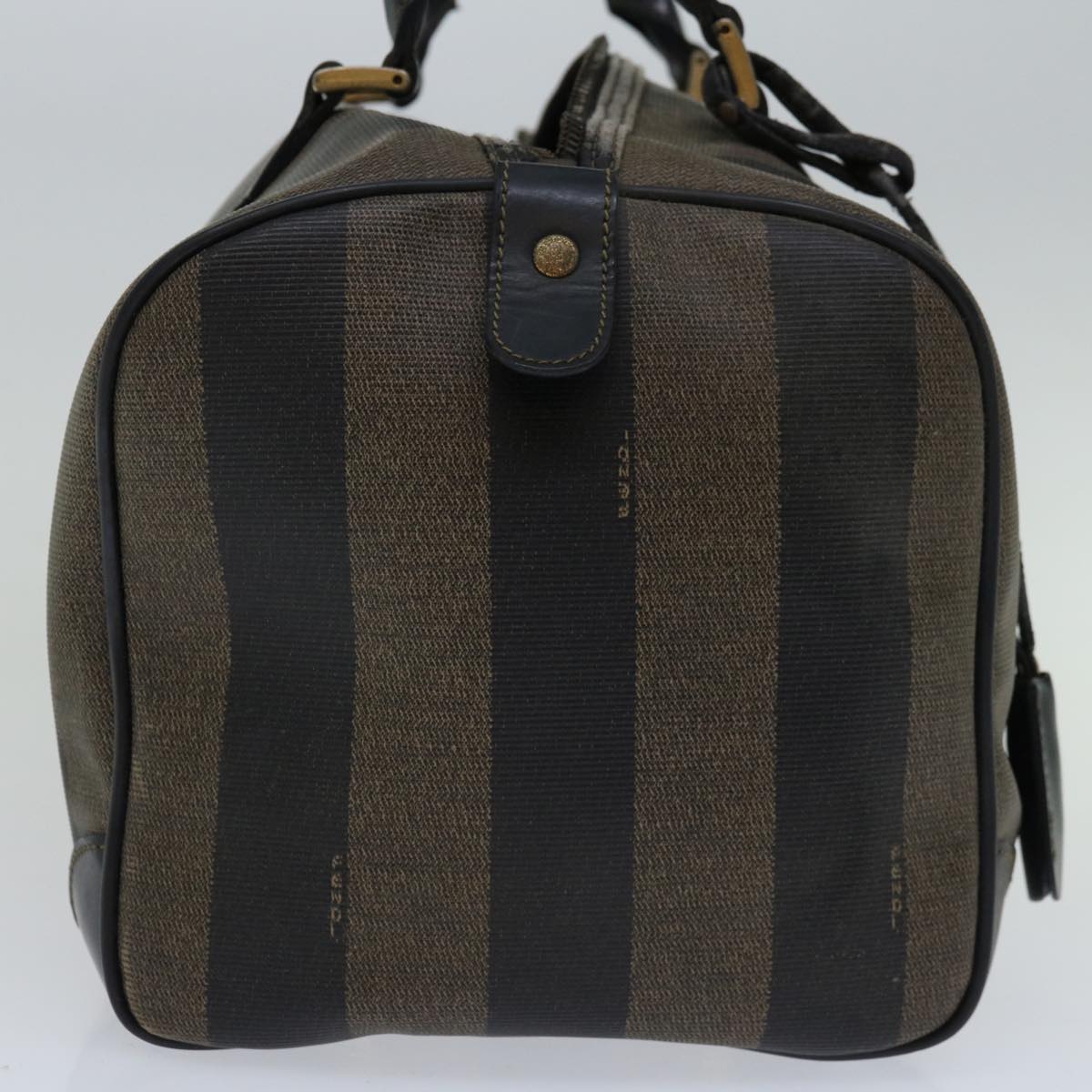 FENDI Pecan Canvas Hand Bag Brown Black Auth 67084