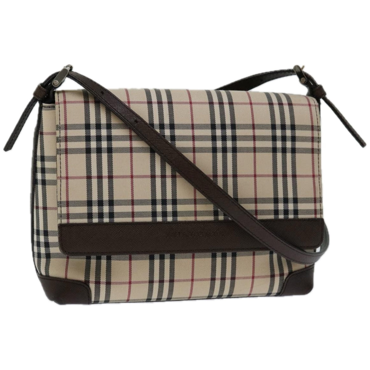 BURBERRY Nova Check Shoulder Bag Canvas Beige Auth 67087