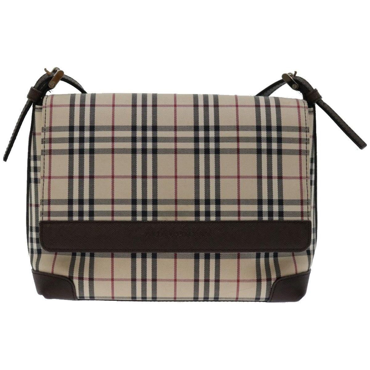 BURBERRY Nova Check Shoulder Bag Canvas Beige Auth 67087