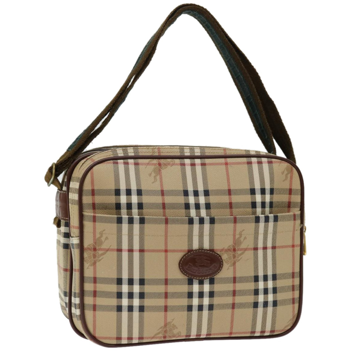 BURBERRY Nova Check Shoulder Bag PVC Beige Auth 67088