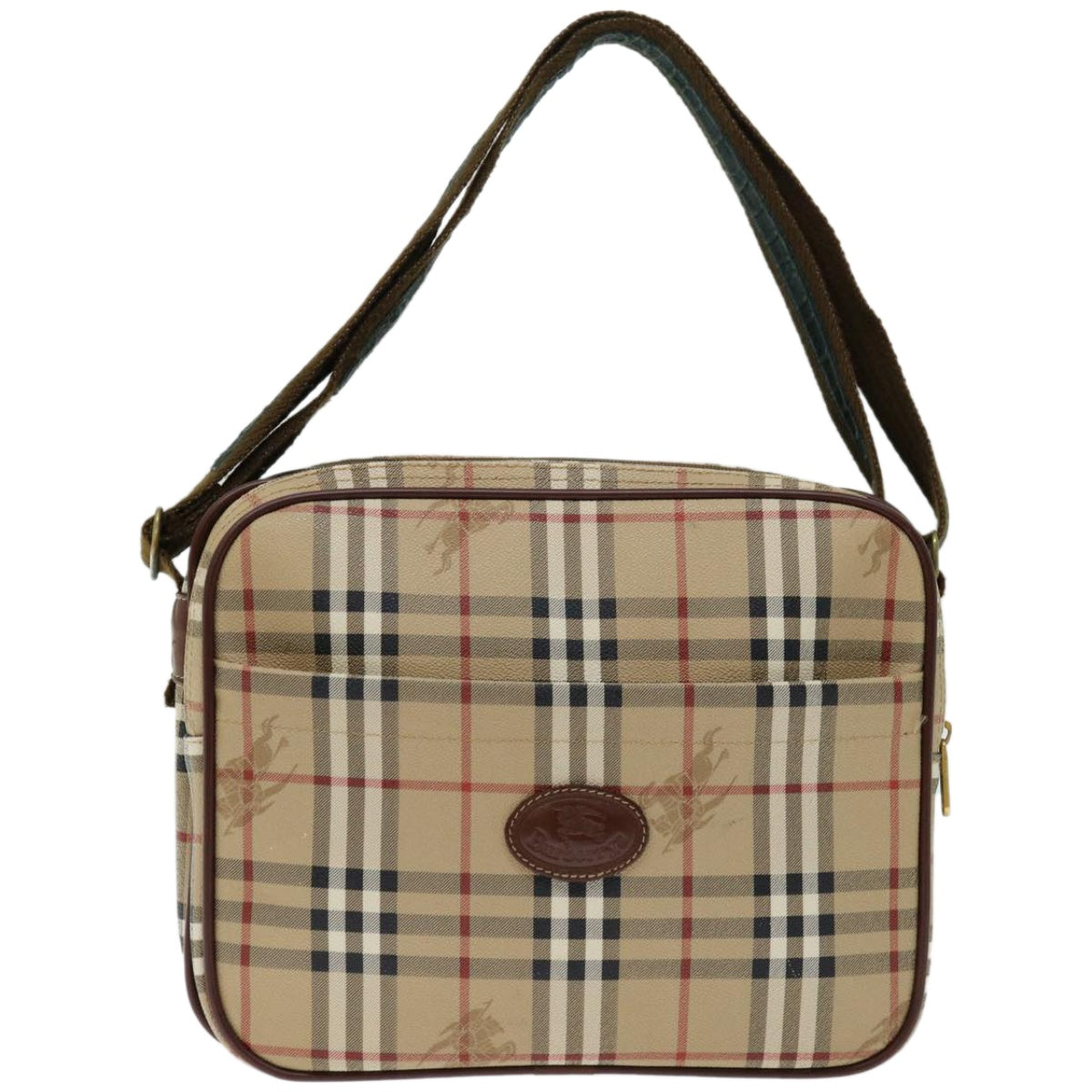 BURBERRY Nova Check Shoulder Bag PVC Beige Auth 67088