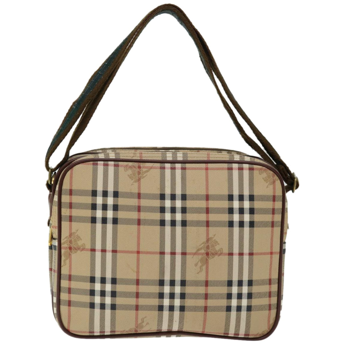 BURBERRY Nova Check Shoulder Bag PVC Beige Auth 67088