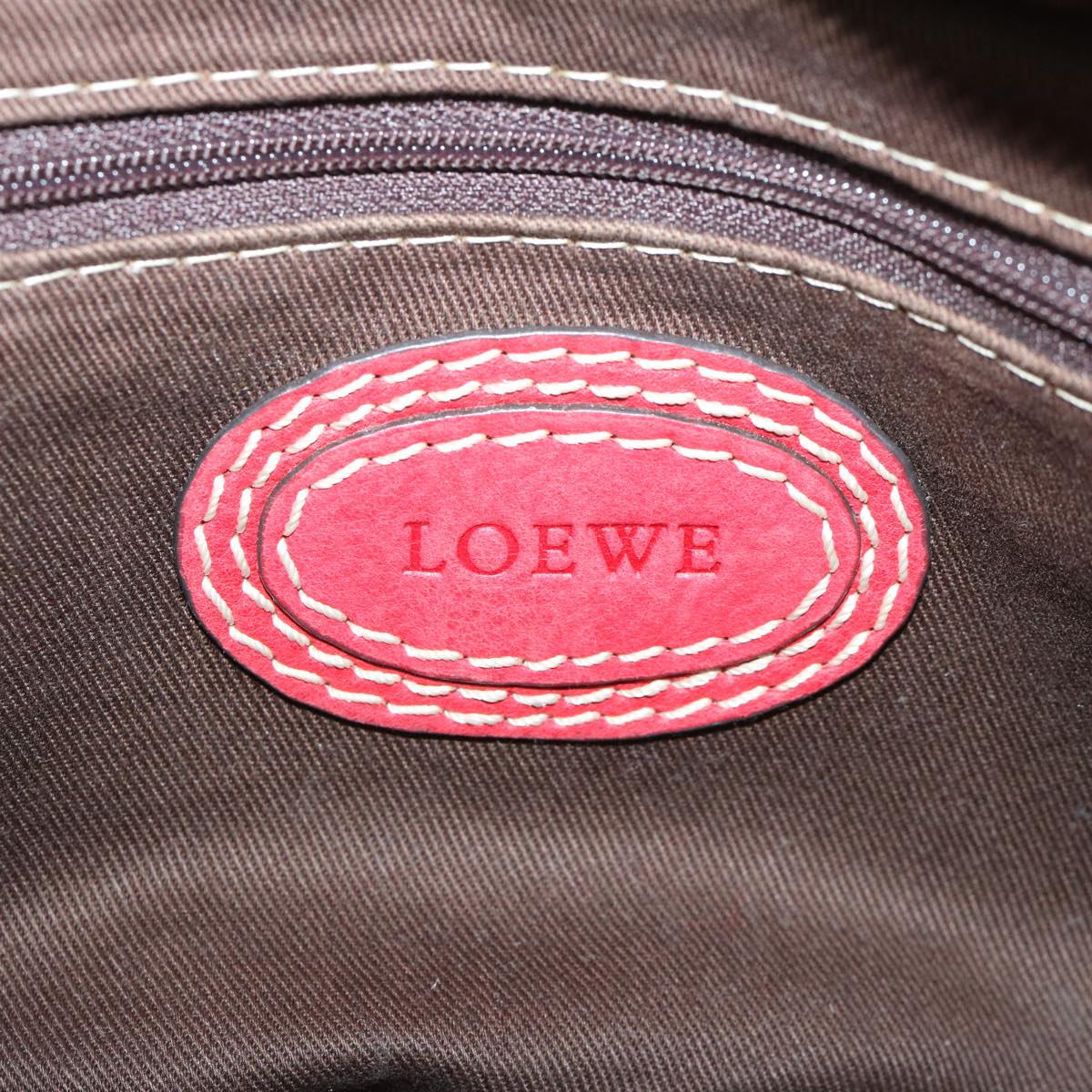 LOEWE Hand Bag Fringe Leather Pink Auth 67101