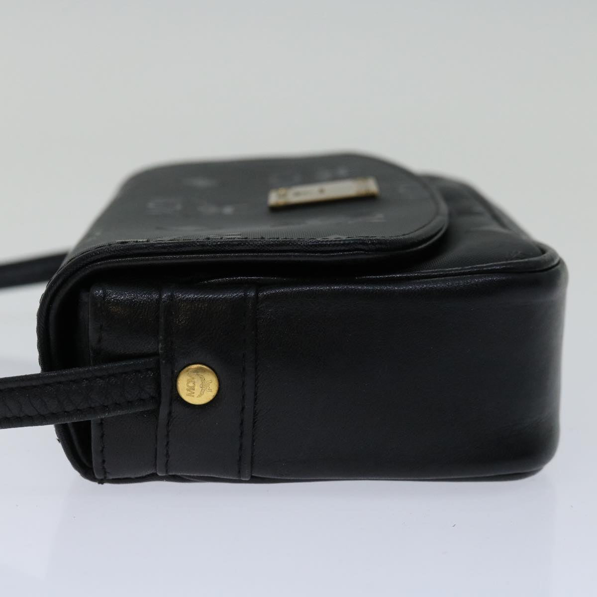 MCM Vicetos Logogram Shoulder Bag Nylon Black Auth 67103