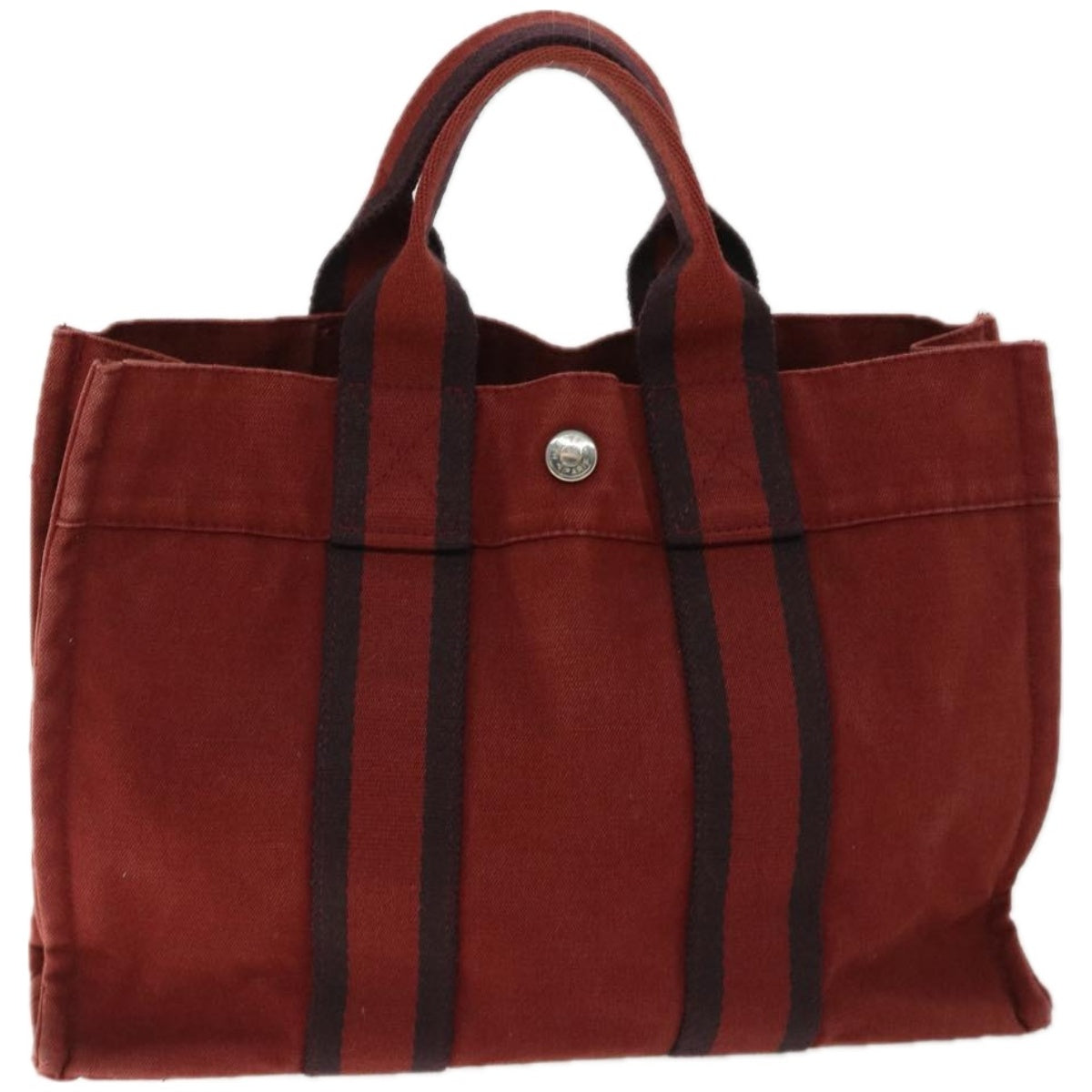 HERMES Fourre Tout PM Hand Bag Canvas Red Auth 67108 - 0