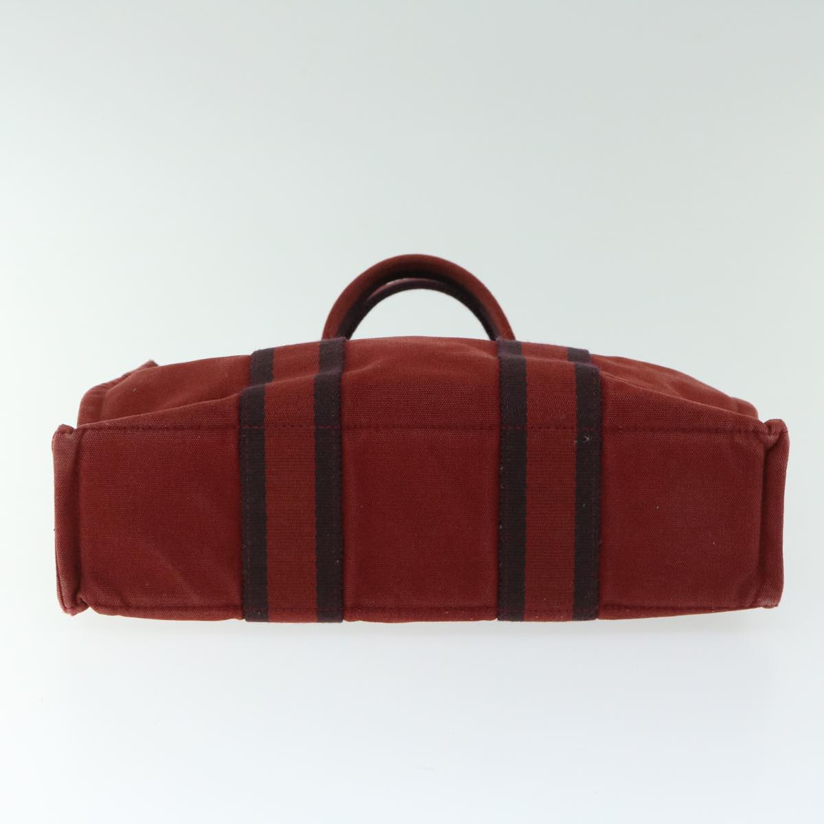 HERMES Fourre Tout PM Hand Bag Canvas Red Auth 67108