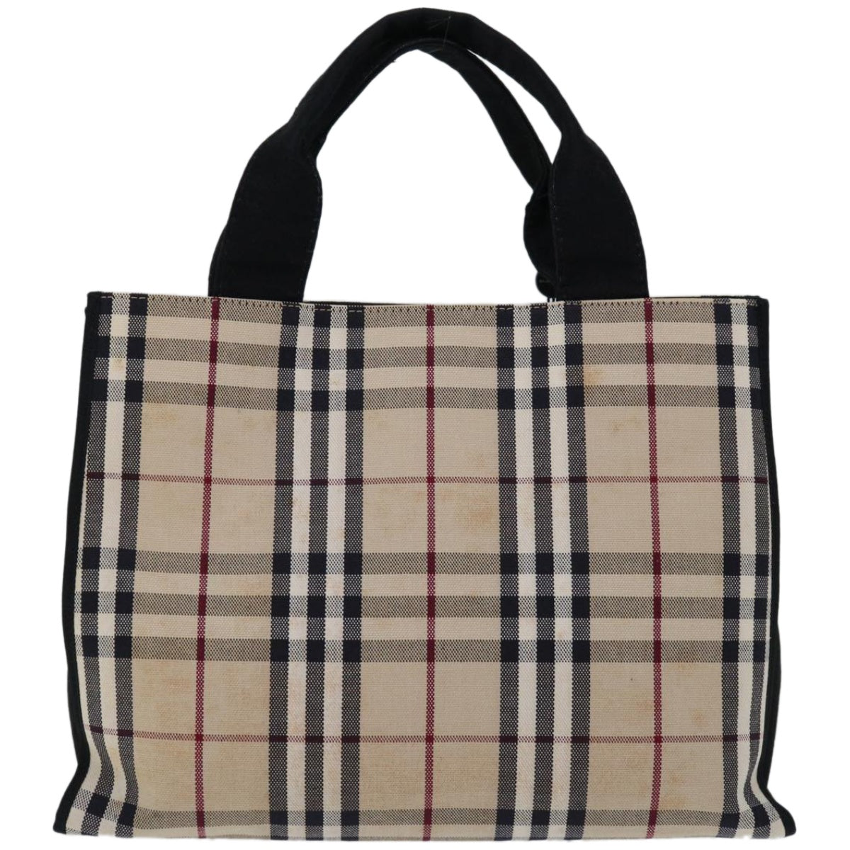 BURBERRY Nova Check Hand Bag Canvas Beige Black Auth 67116 - 0