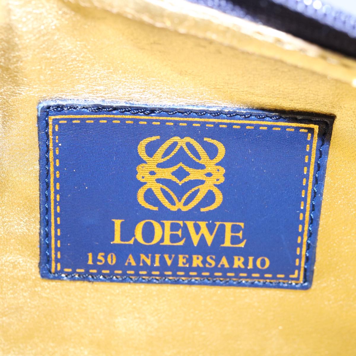 LOEWE Pouch Leather Blue Auth 67125