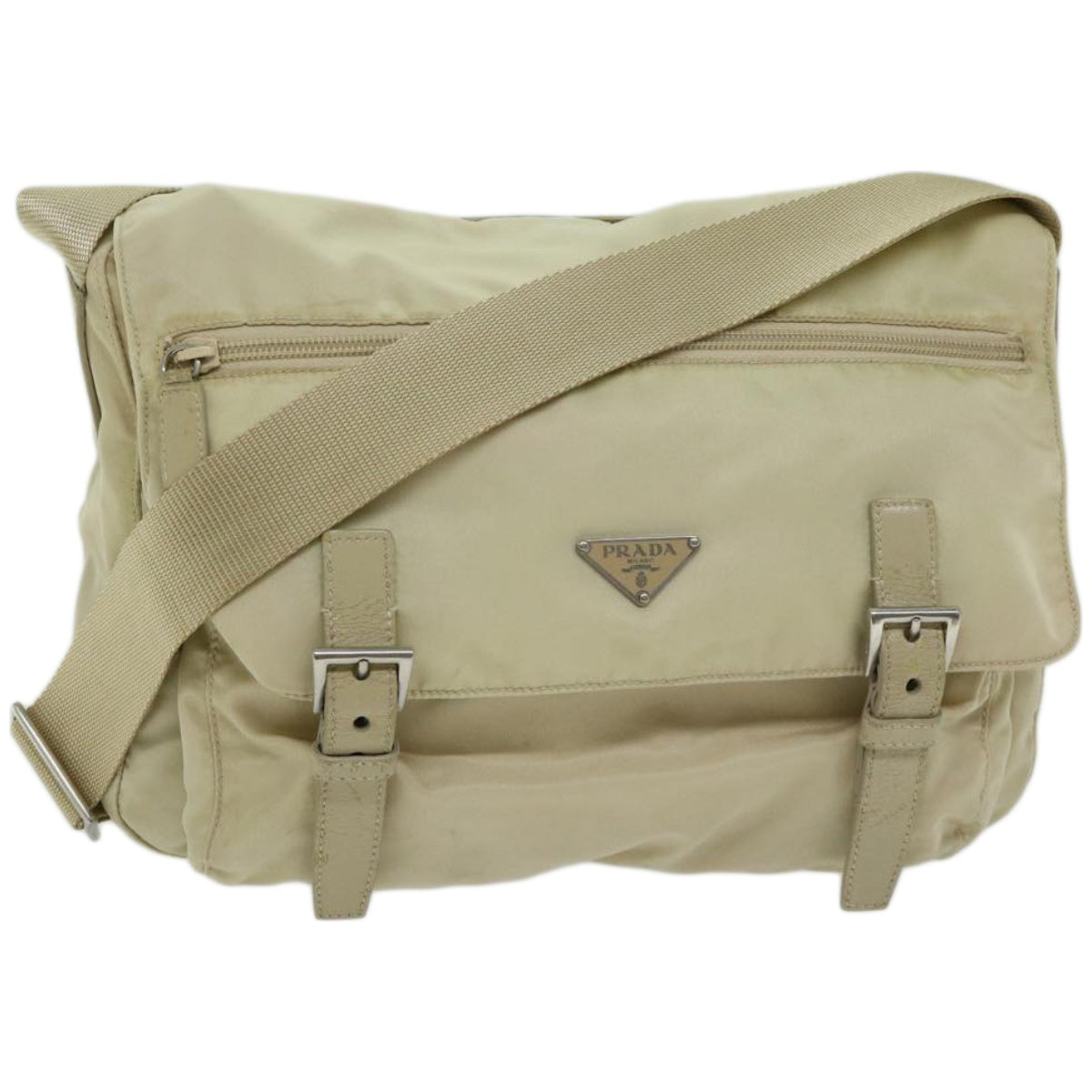 PRADA Shoulder Bag Nylon Cream Auth 67149