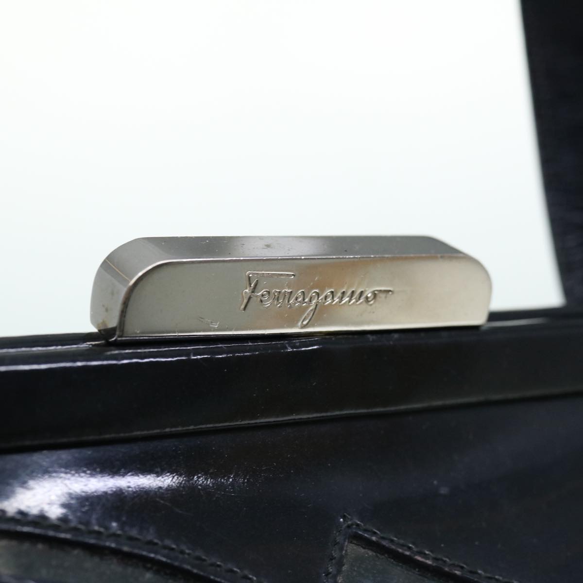 Salvatore Ferragamo Hand Bag Patent leather Black Auth 67156