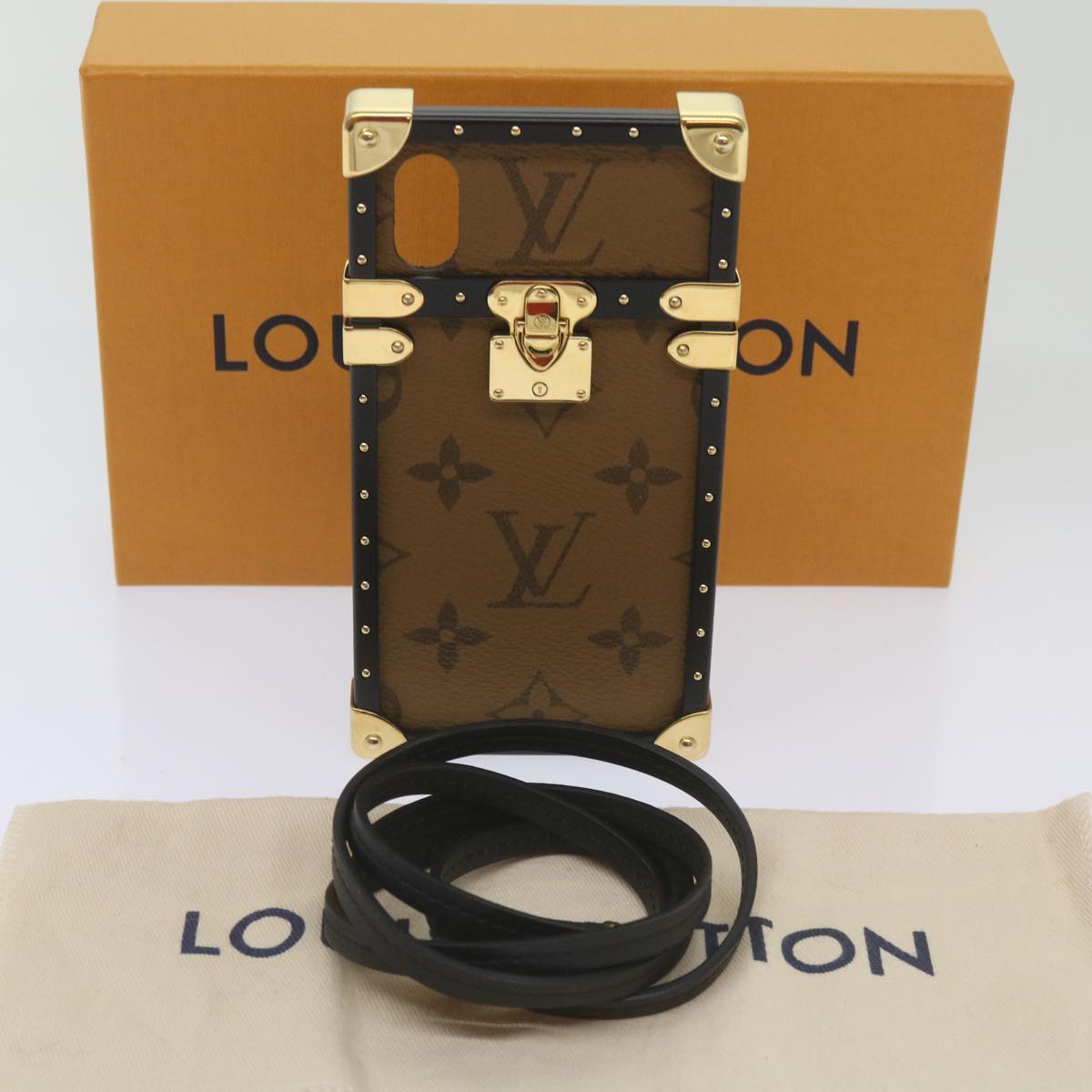 LOUIS VUITTON Monogram Reverse Eye Trunk iPhone X Case M64484 LV Auth 67157